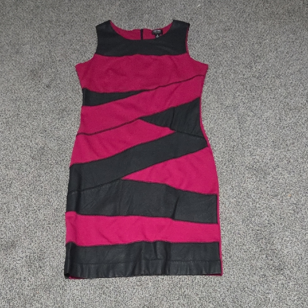 Nicole by Nicole Miller Pink and Black Asymmetrical Mini Dress